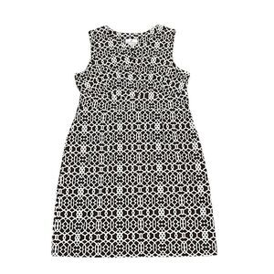 J. McLaughlin Brown and White Patterned Sleeveless Sheath Dress, Size L